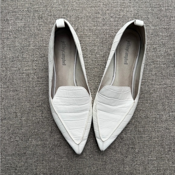 Jeffrey Campbell Viona Loafer White Croc with Wooden Heel - Picture 2 of 15